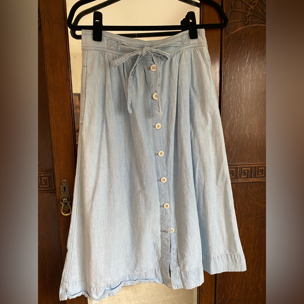 MADEWELL chambray button front midi skirt